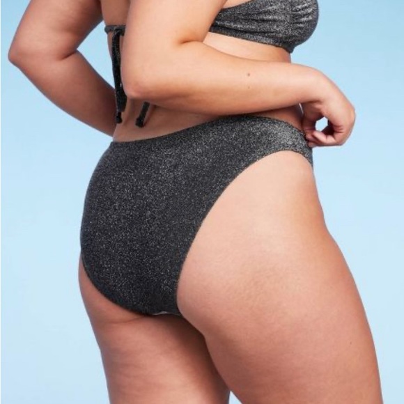 NWT WILD FABLE WOMENS BIKINI BOTTOM CHEEKY BLACK LUREX - Picture 7 of 7